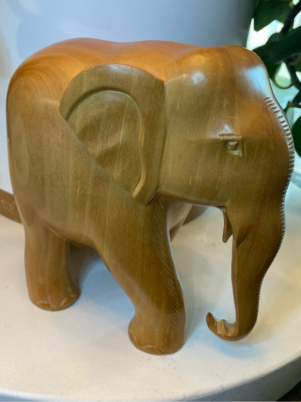 Vintage Wood Elephant Sculpture Hand Carved